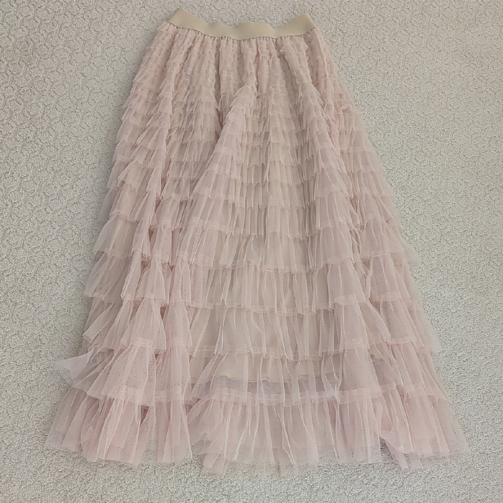 Elegant Pink Layered Skirt
